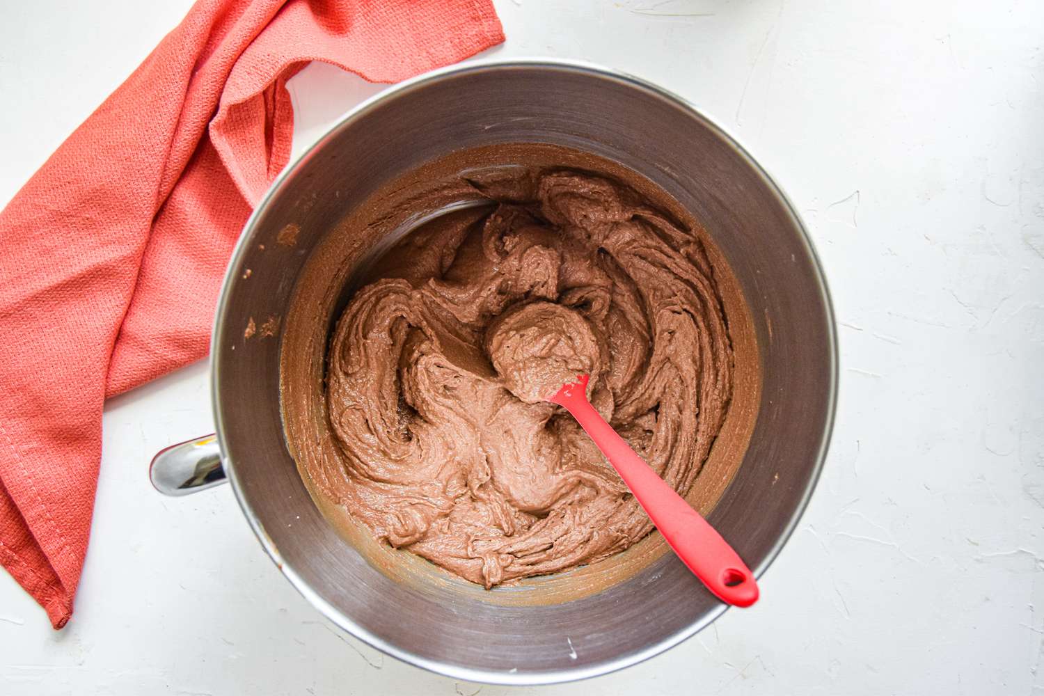 Mixing the batter for chocolate nutella cookies.