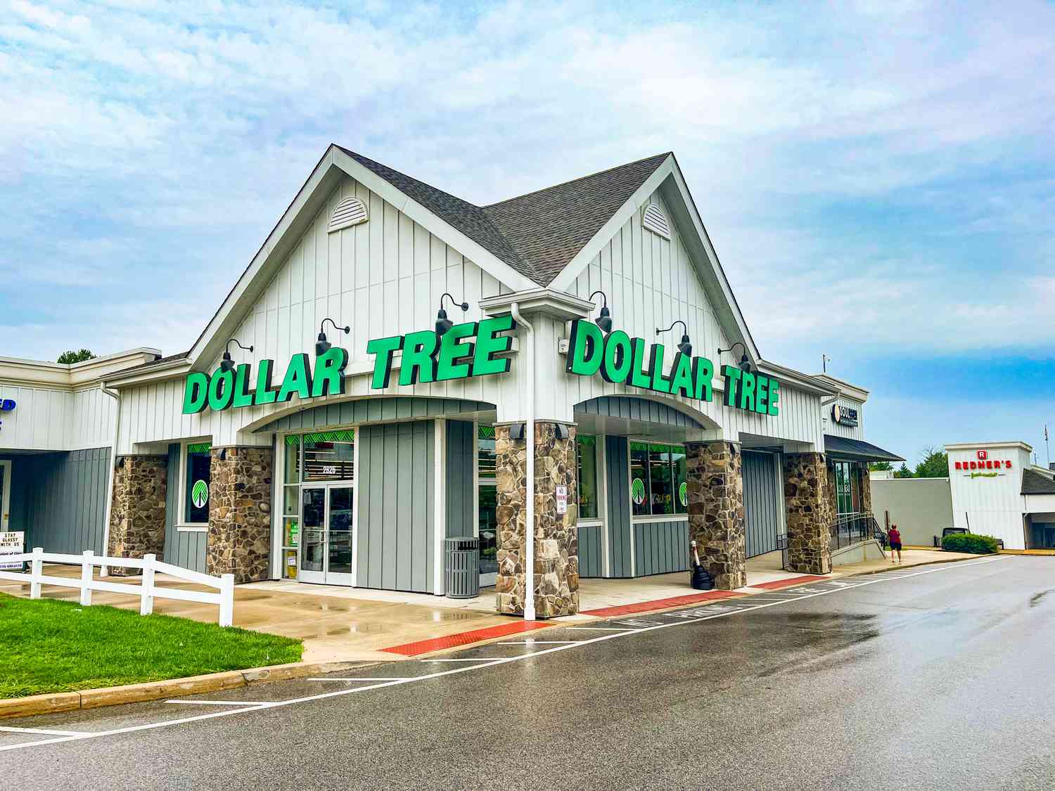 Exterior view of a Dollar Tree store in a plaza setting