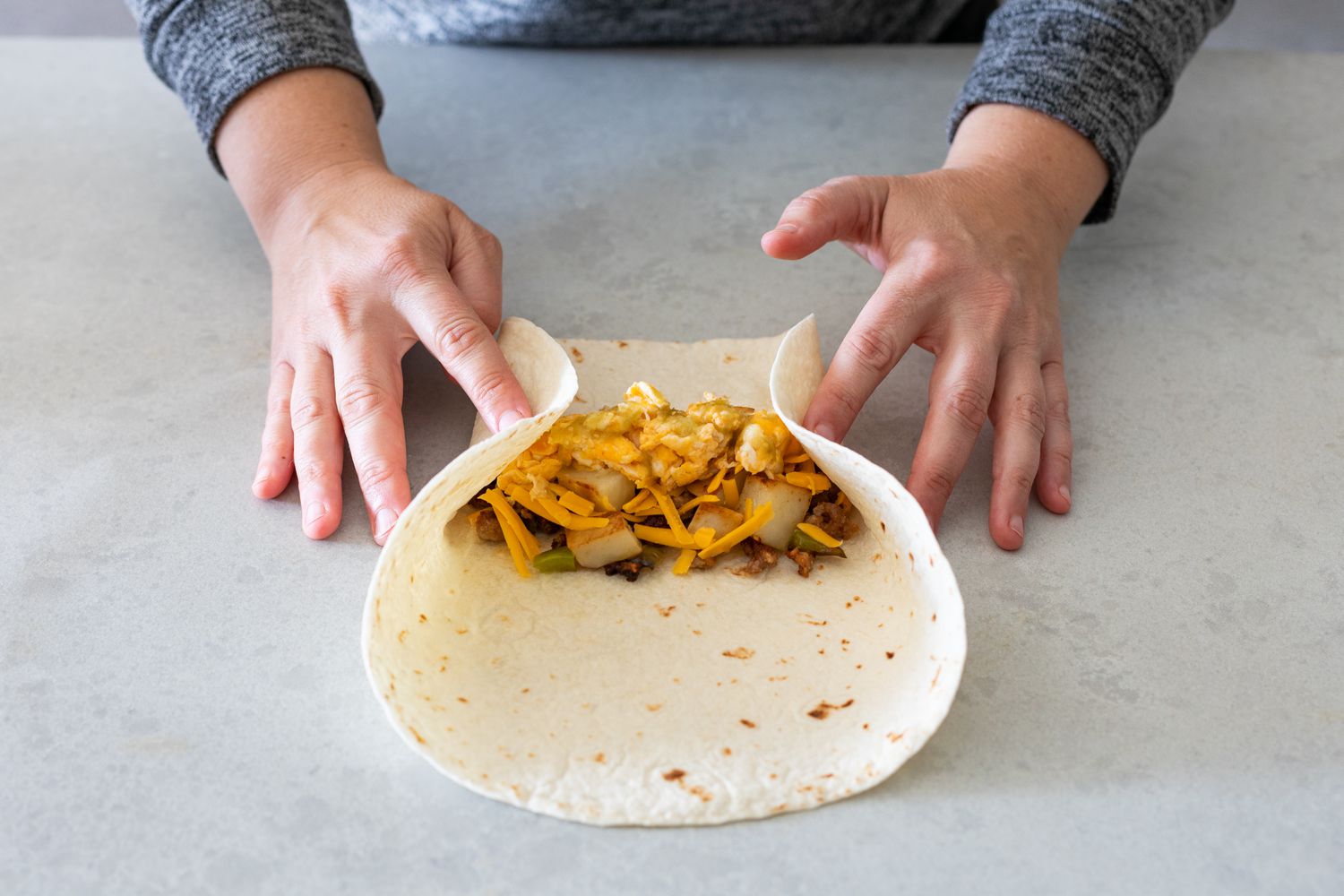 Sides Folded onto the Filling for How to Fold a Burrito