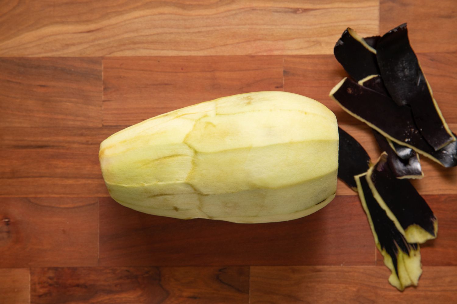 Globe Eggplant With Skin Peeled off for Roasted Eggplant Recipe