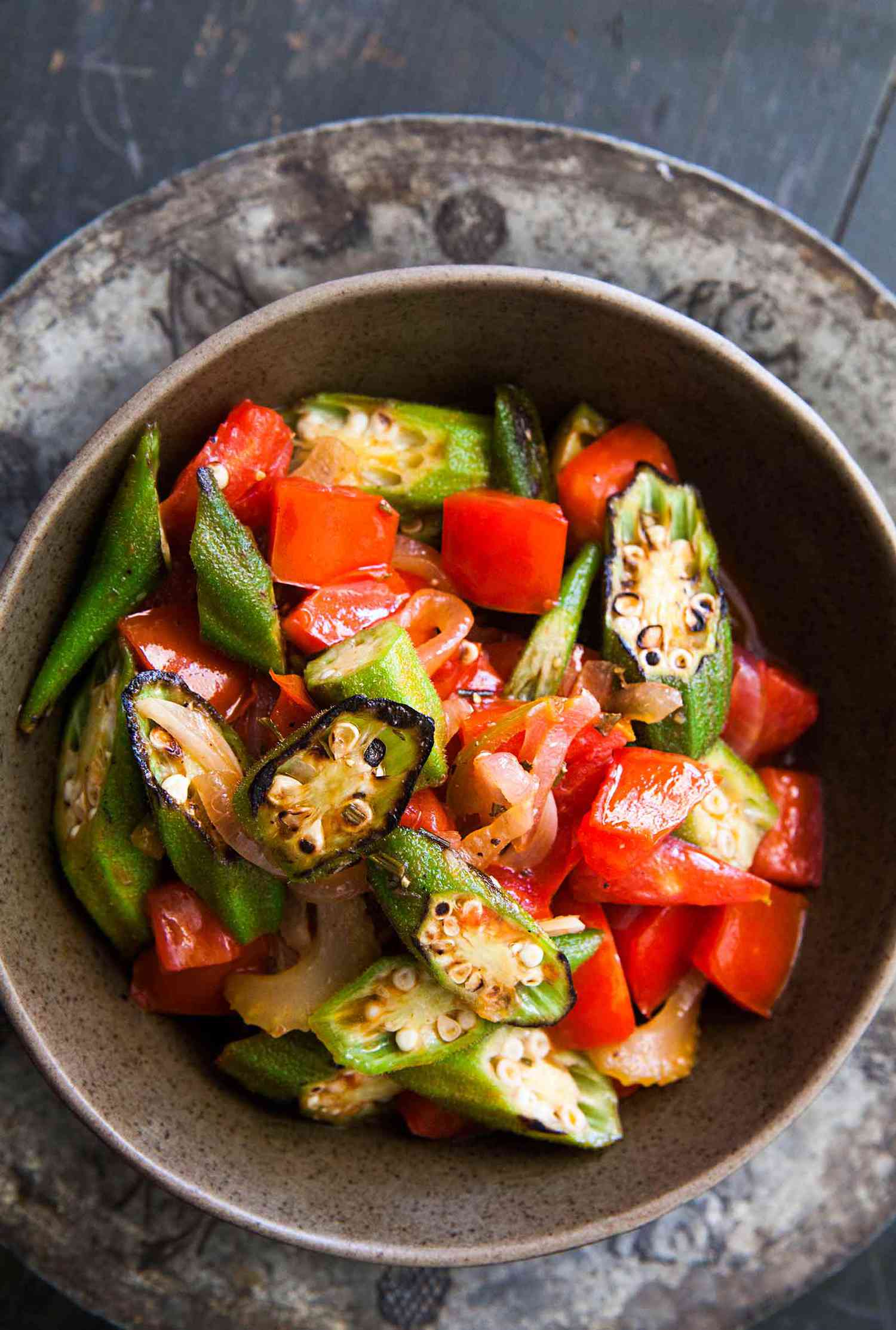 okra and tomatoes