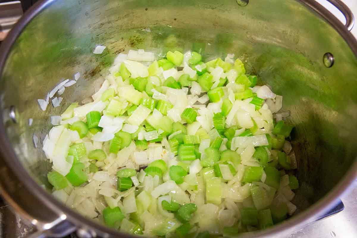 Stovetop Stuffing Recipe cook the onions and celery