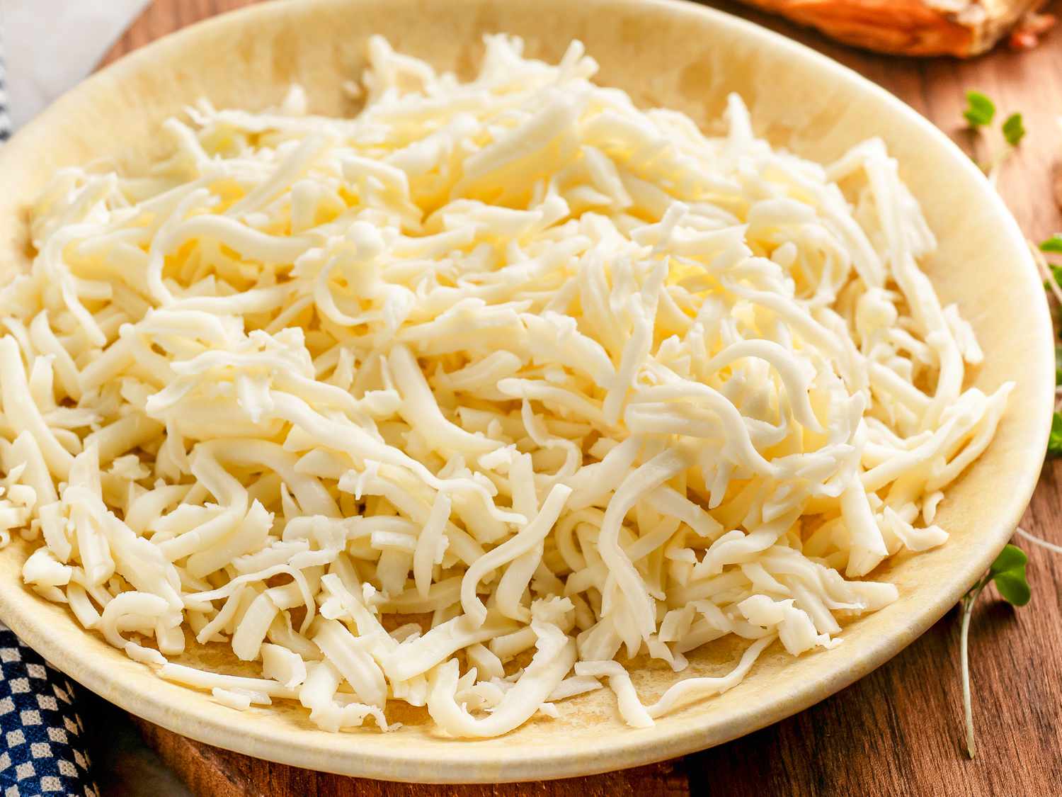 Shredded cheese in a bowl