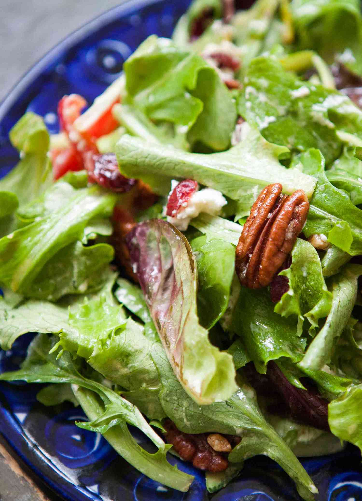 Mixed Green Salad with Pecans, Goat Cheese, Honey Mustard Vinaigrette