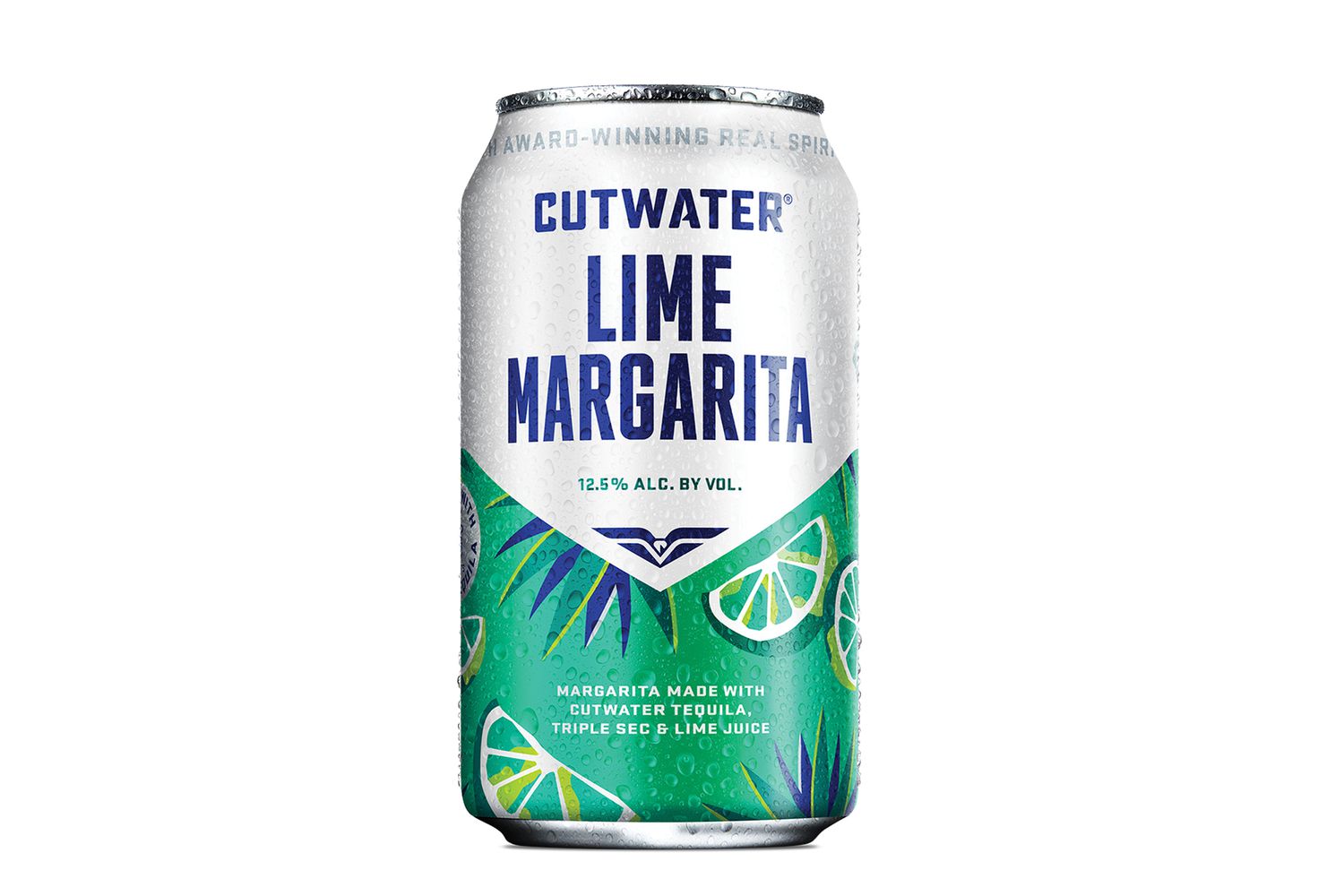 A can of Cutwater Lime Margarita displayed against a white background