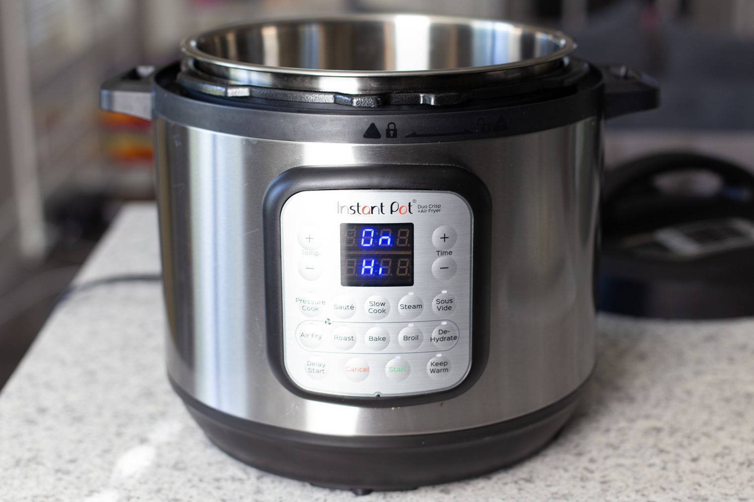 An instant pot on a counter.
