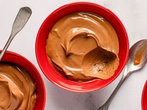 2-Ingredient Chocolate Pudding in a bowl with a spoon