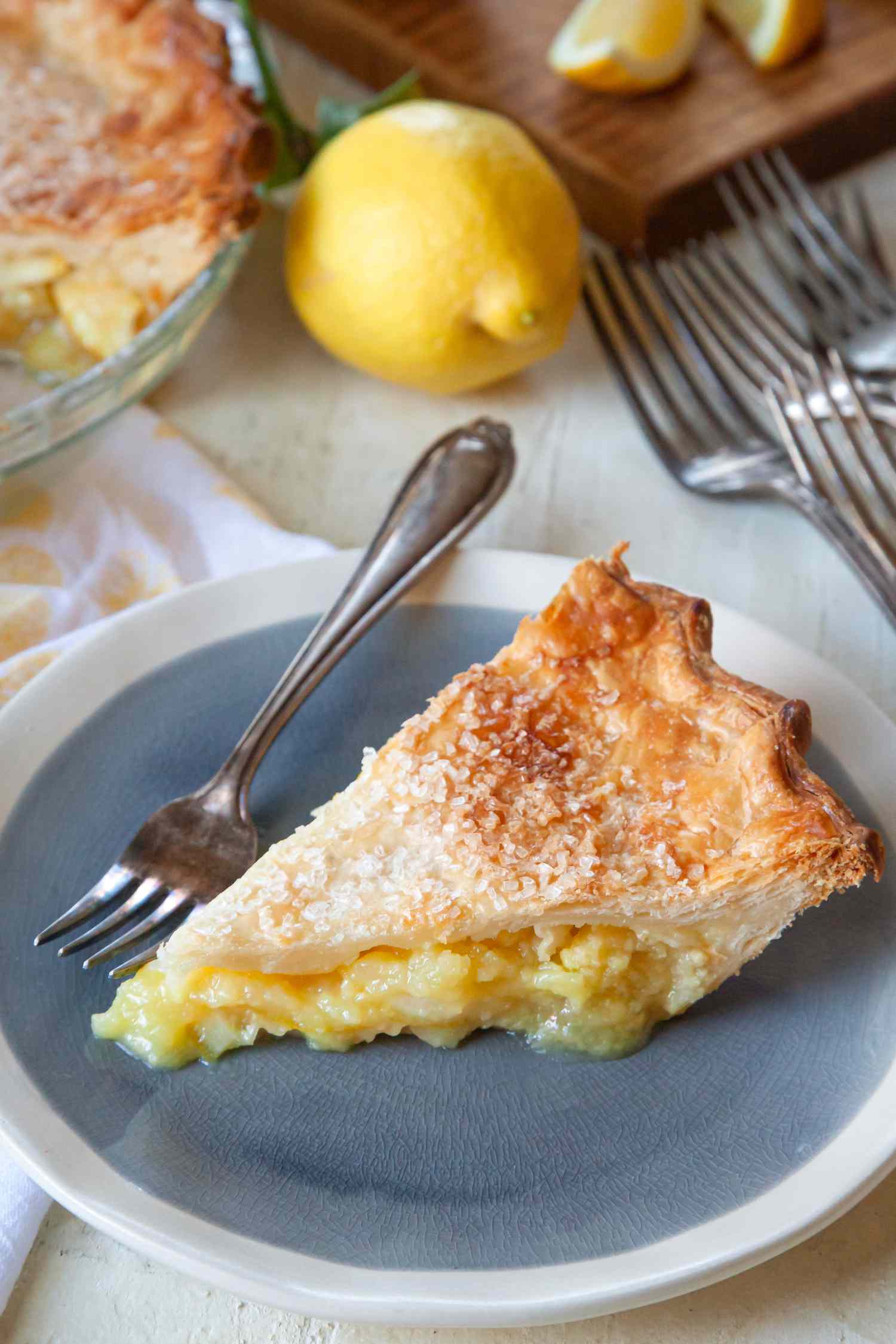 A slice of 6 Ingredient Lemon Pie on a plate.