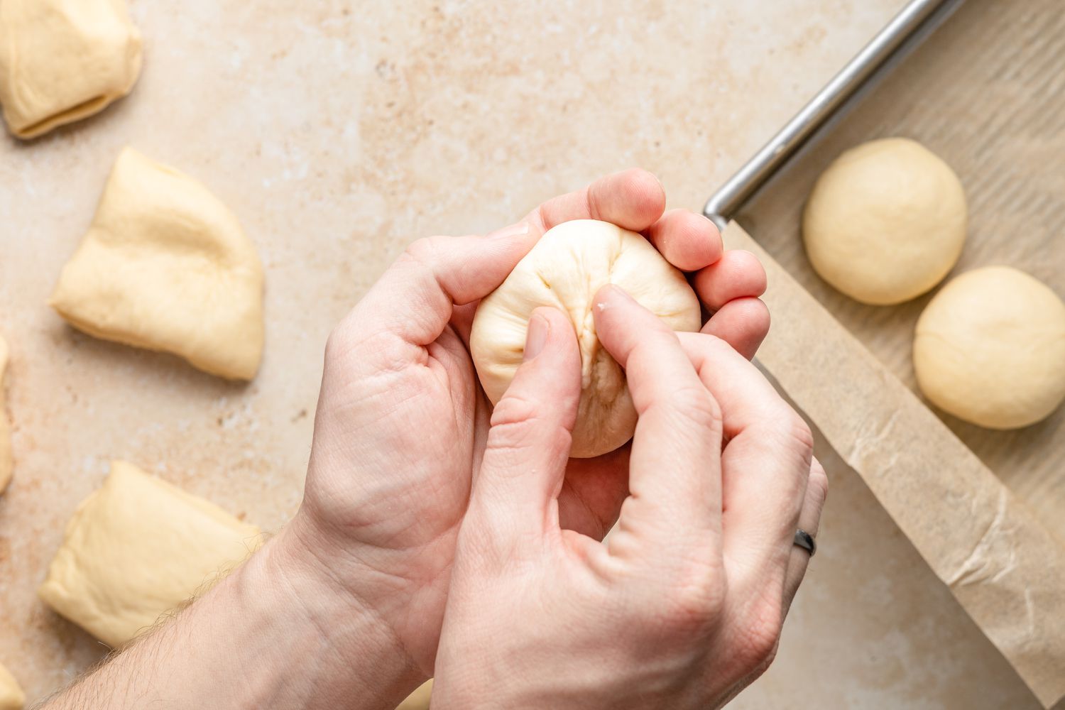 Milk Bread Rolls Formed into a Ball