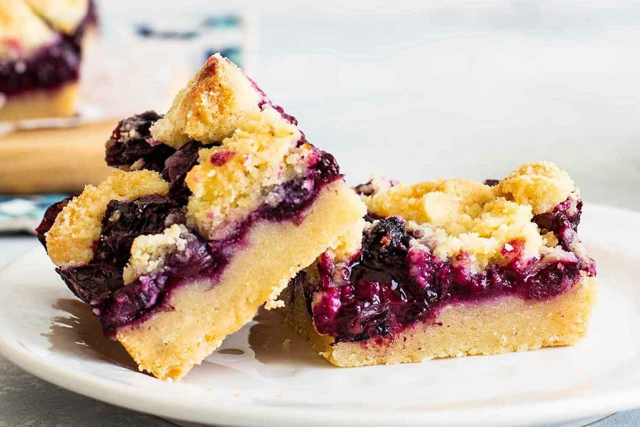 Blueberry Crumb Bars with Shortbread Crust 