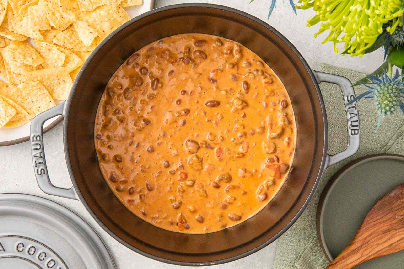 Creamed tacos in a cast iron pot