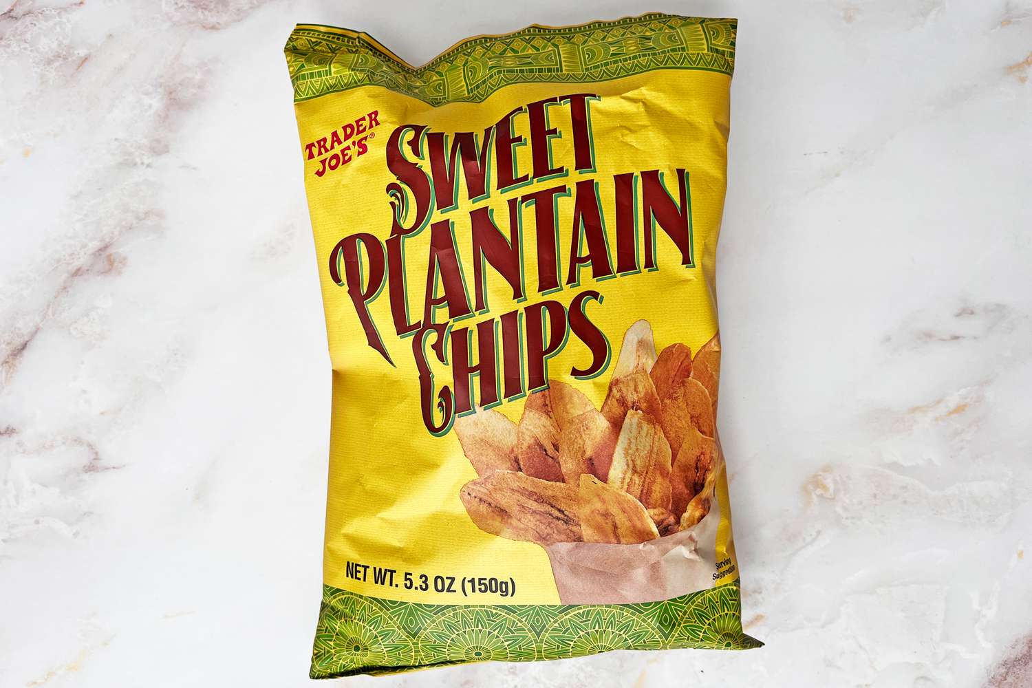 A bag of Trader Joe's sweet plantain chips