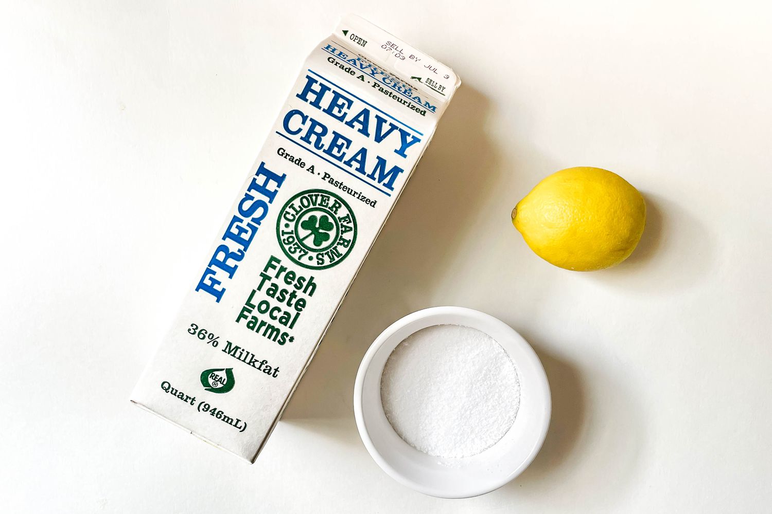 heavy cream, lemon, sugar