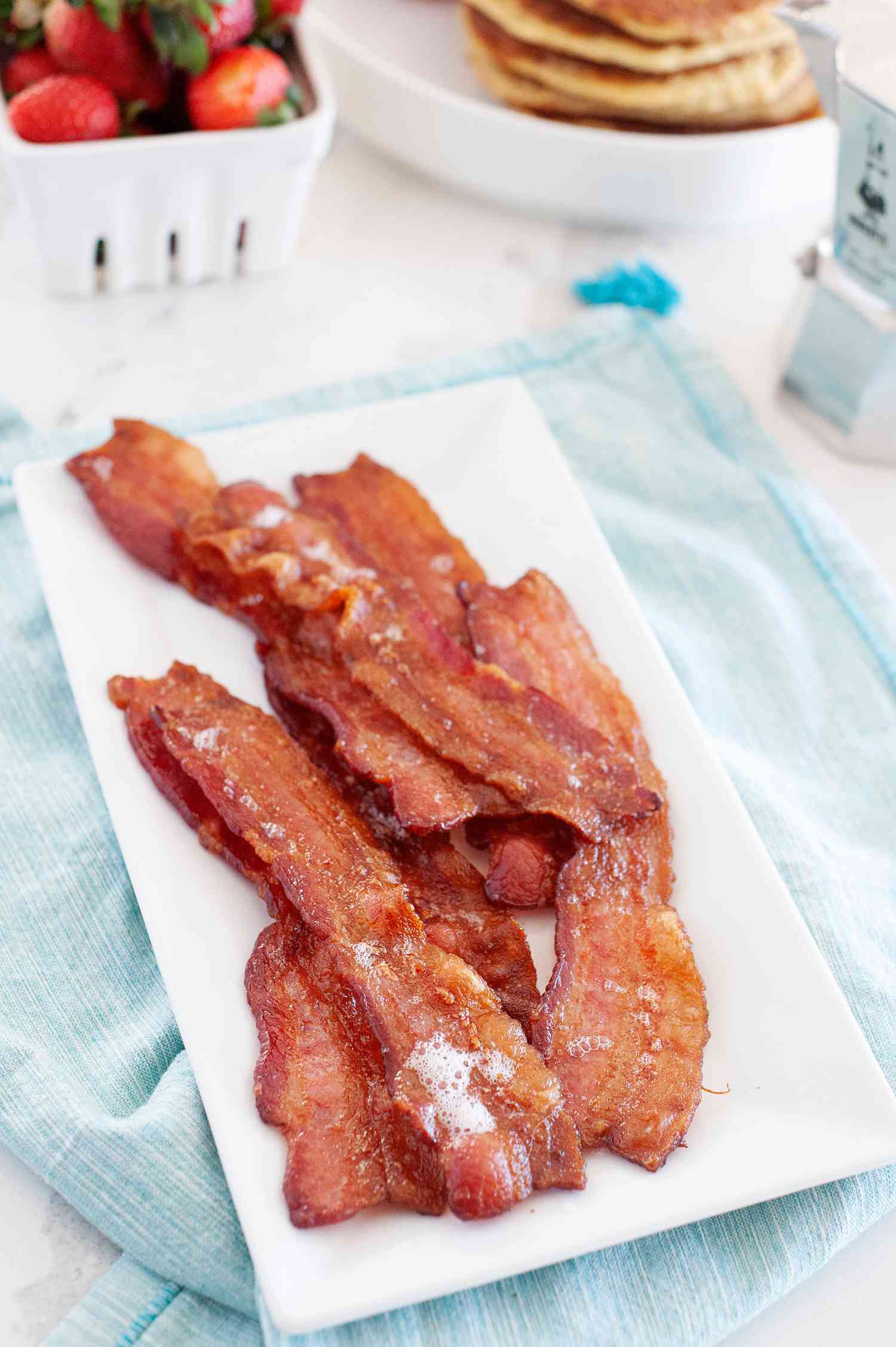 A platter of crispy oven baked bacon.