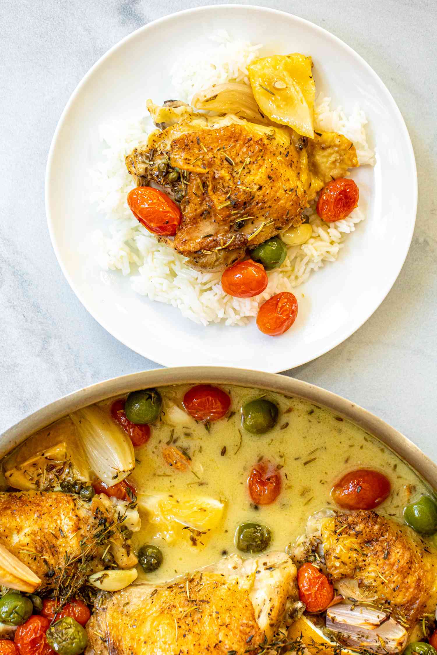 Plated chicken provencal 