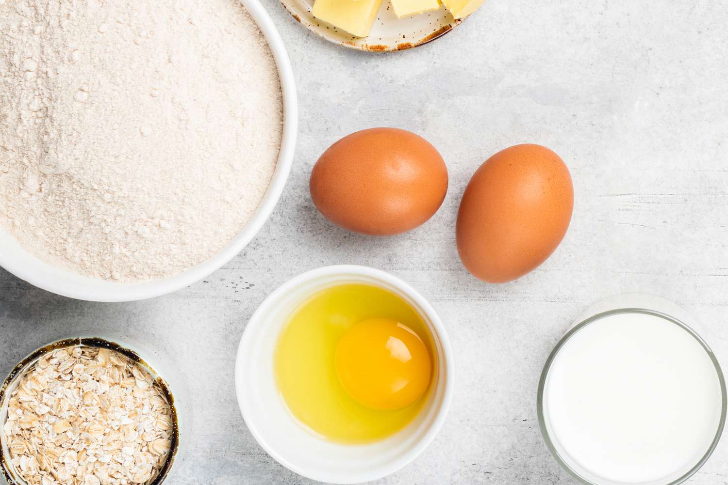 Overhead shot of baking ingredients