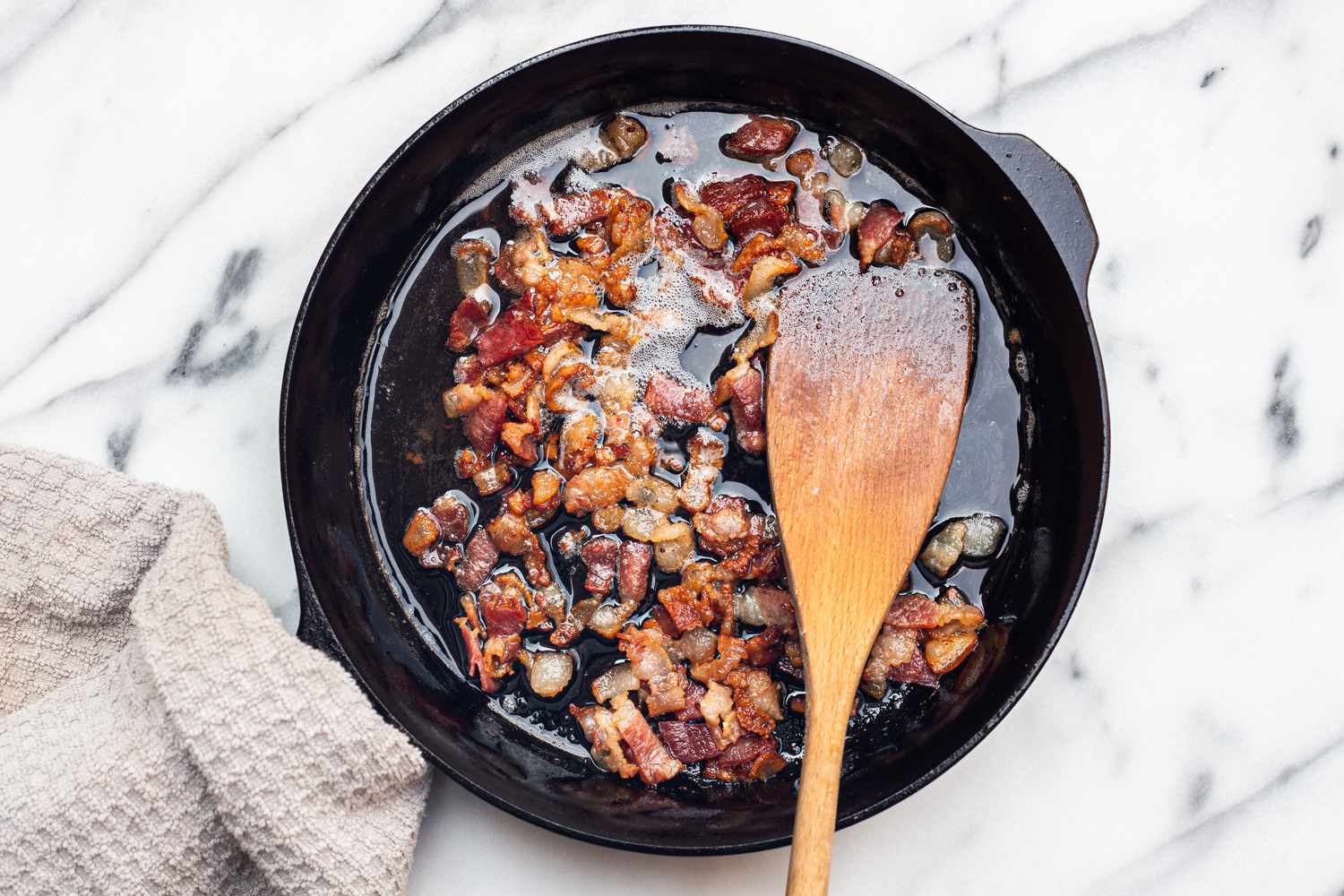 Bacon Cooked in a Cast Iron Skillet for Gruyère Egg Bites Recipes 