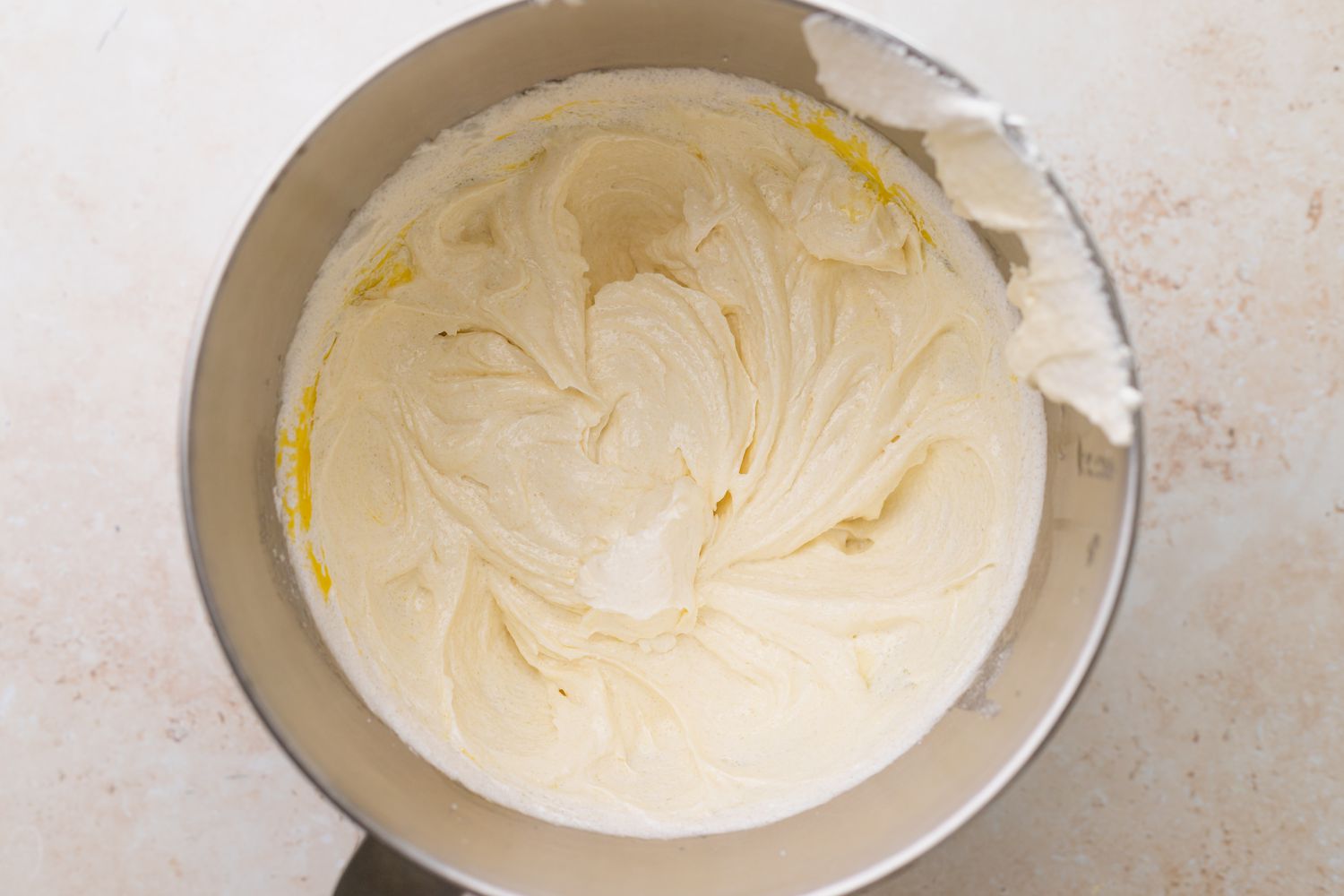 Add the eggs to the batter for the red velver cake