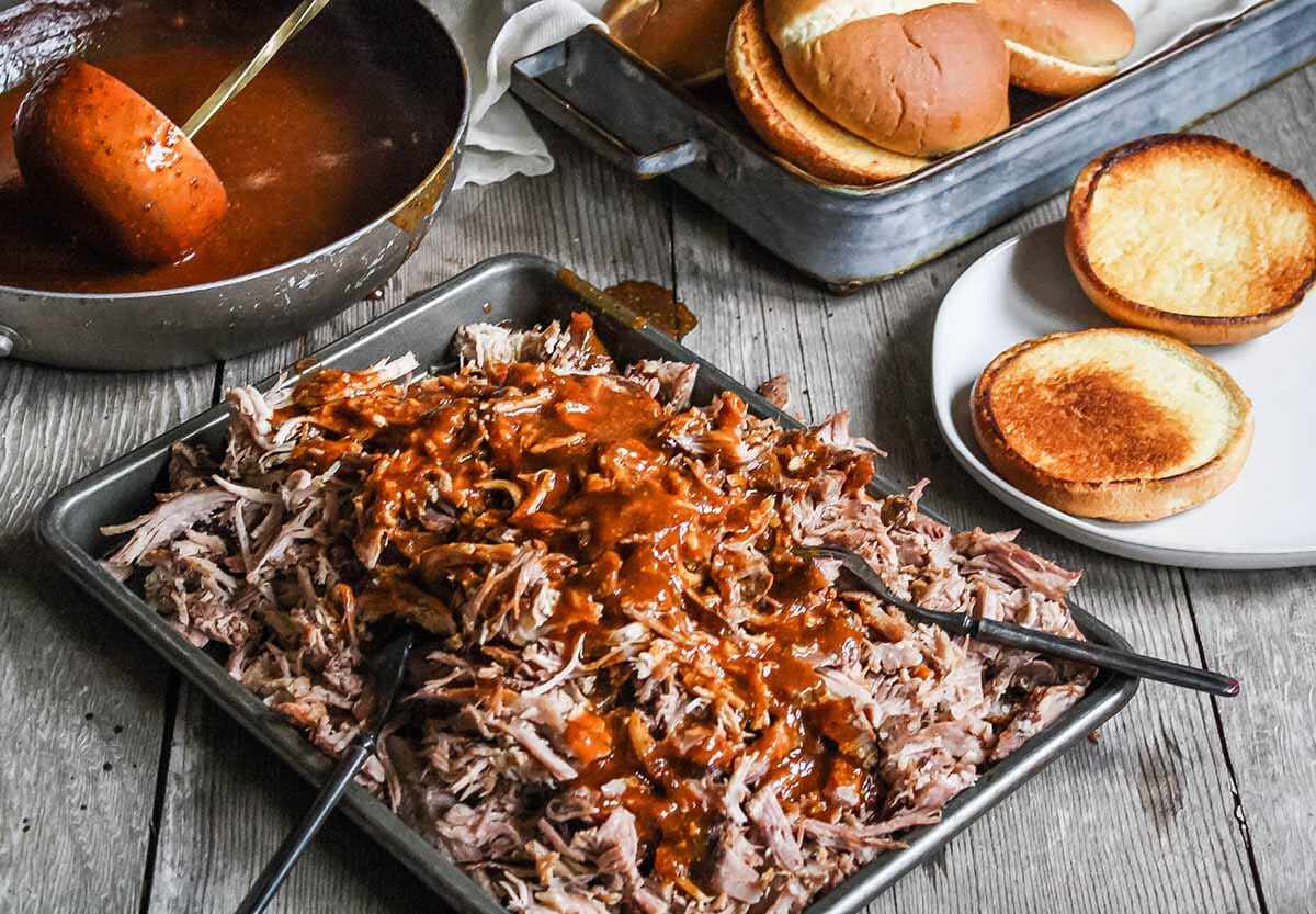 Pulled Pork Recipe with Cider add the sauce to the pork