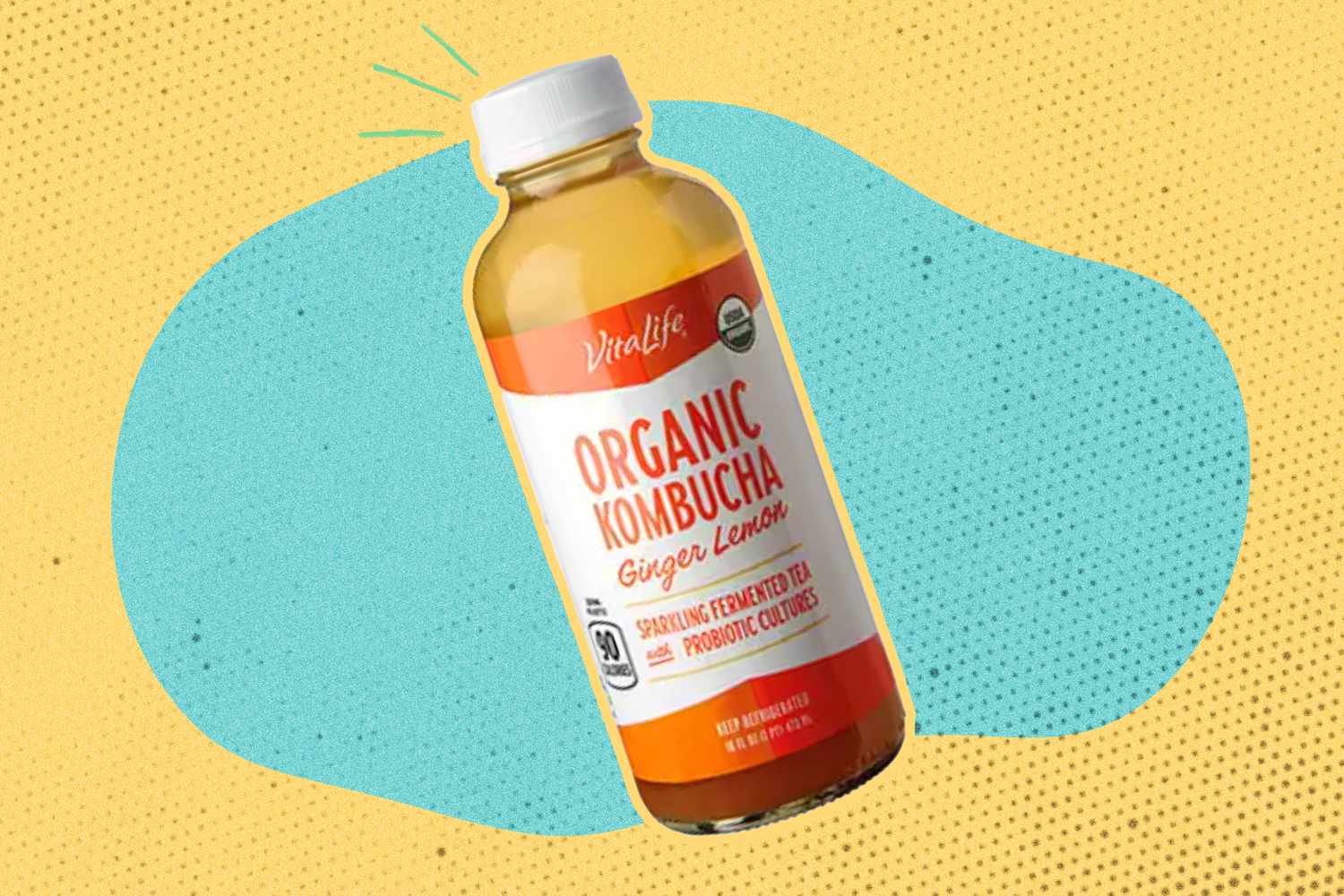 Bottle of VitaLife Organic Kombucha Ginger Lemon from Aldi