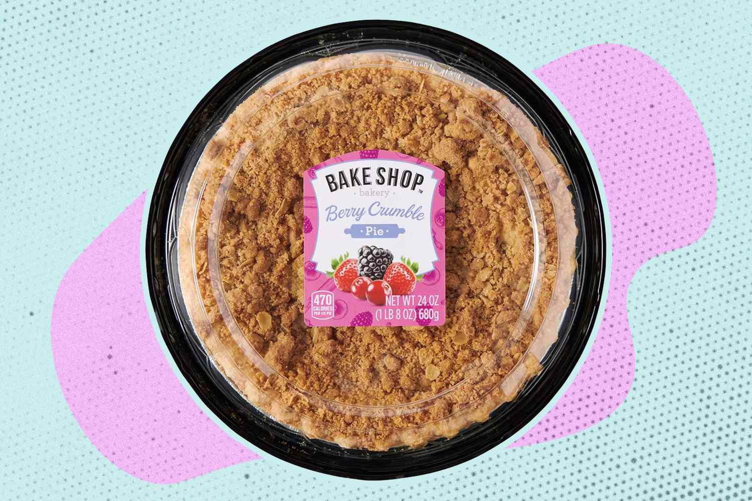 A packaged Bake Shop Berry Crumble Pie with a visible label
