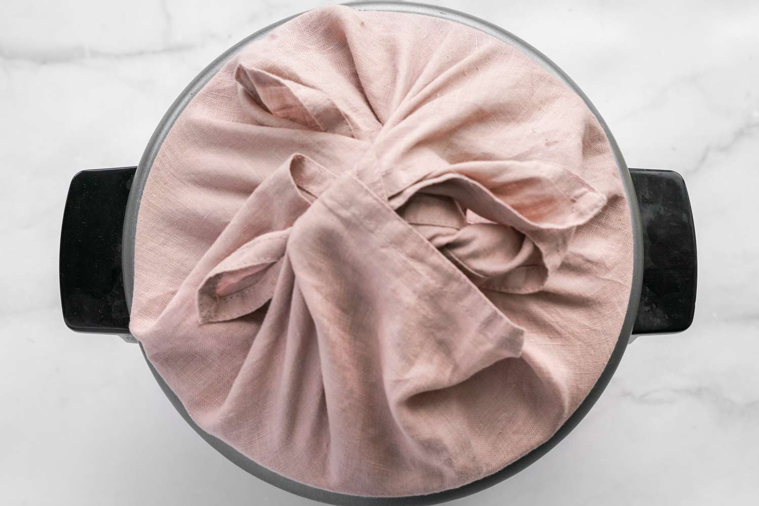 Pot Covered With a Kitchen Towel Wrapped Lid for Sabzi Polo (Persian Herb Rice)