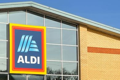 Aldi storefront showing the store sign and part of the building