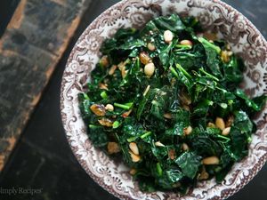 Sauteed Greens with pine nuts and raisins