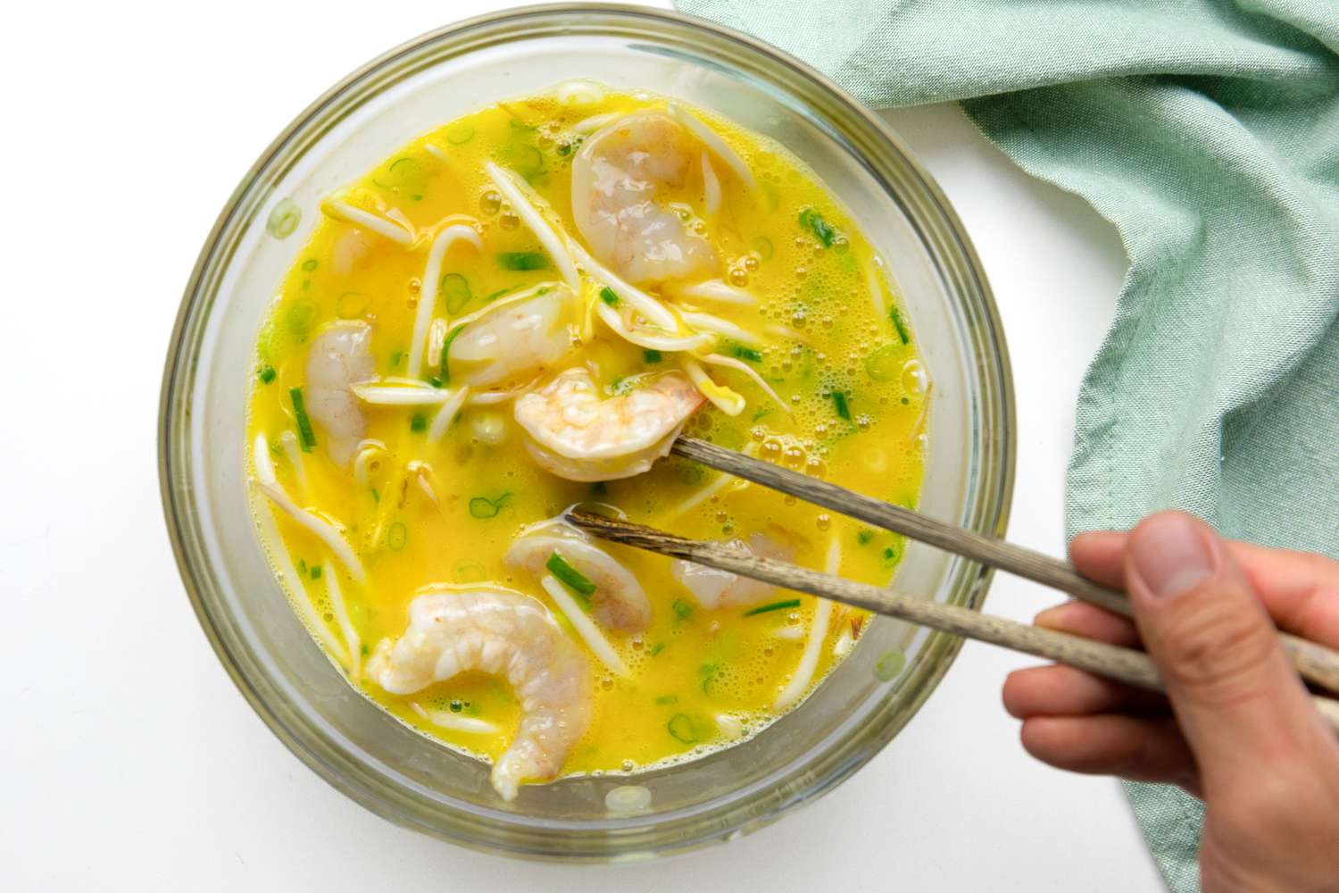 Egg Foo Young Ingredients Mixed into the Eggs 