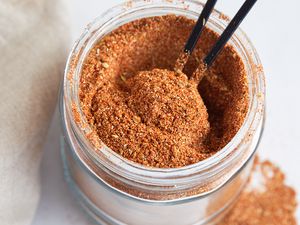 A tablespoon in a jar of homemade cajun seasoning