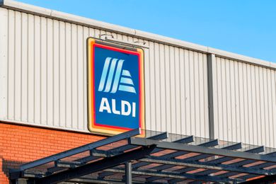 The Aldi Logo displayed on a building