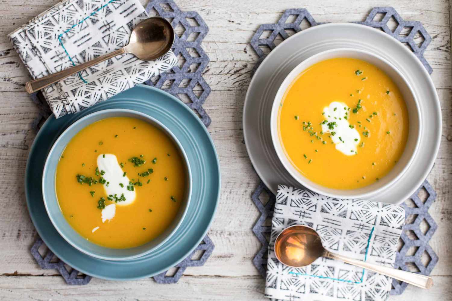 Pressure Cooker Butternut Squash Soup On Table