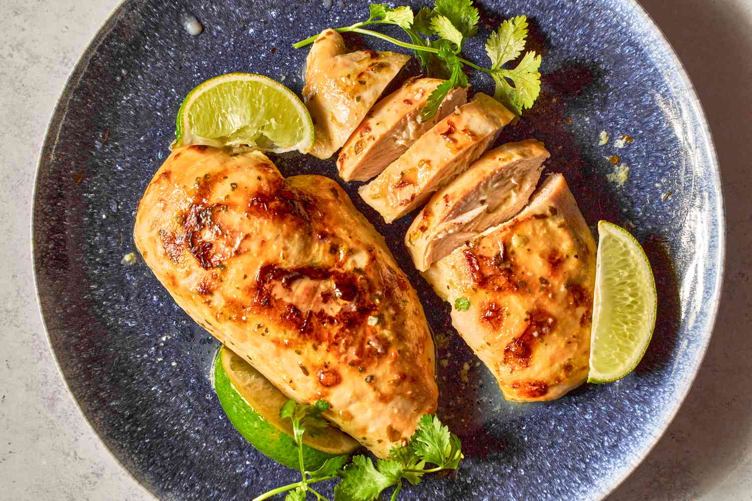 overhead view of a plate of Cilantro-Lime Chicken