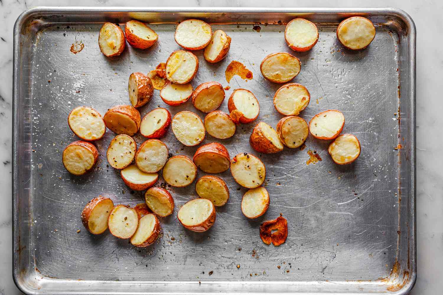 Potatoes Roasted on a Sheet Pan for Sheet Pan Chicken Thighs Recipe