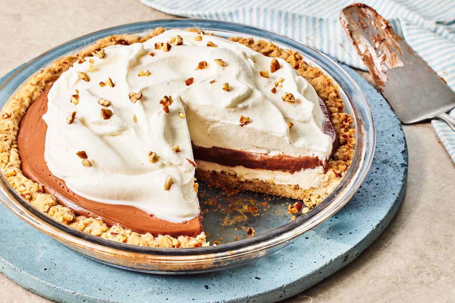 Arkansas Possum Pie with one slice removed