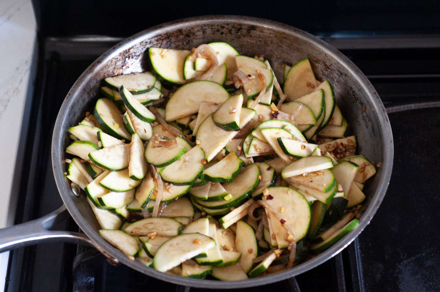 Zucchini Added to Skillet for Stir-Fry Recipe