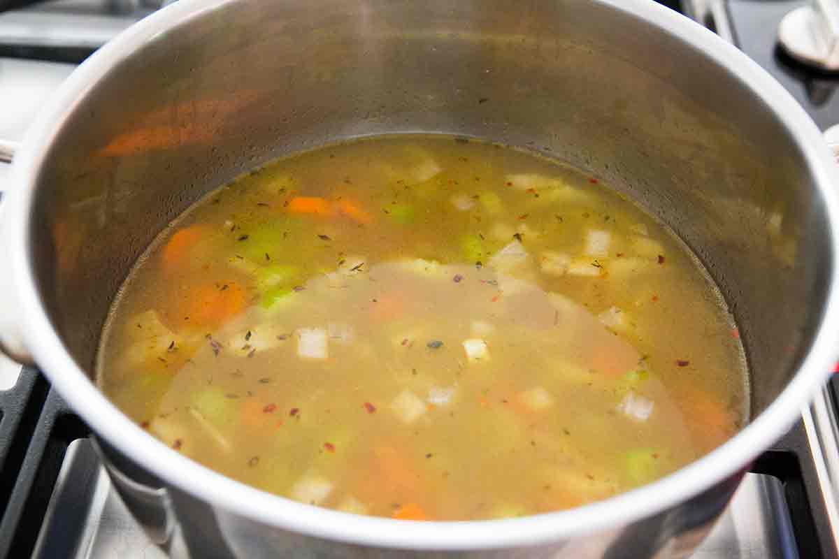add stock to make simple chicken soup