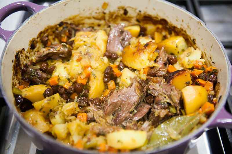 Braised lamb shanks in oven safe pot