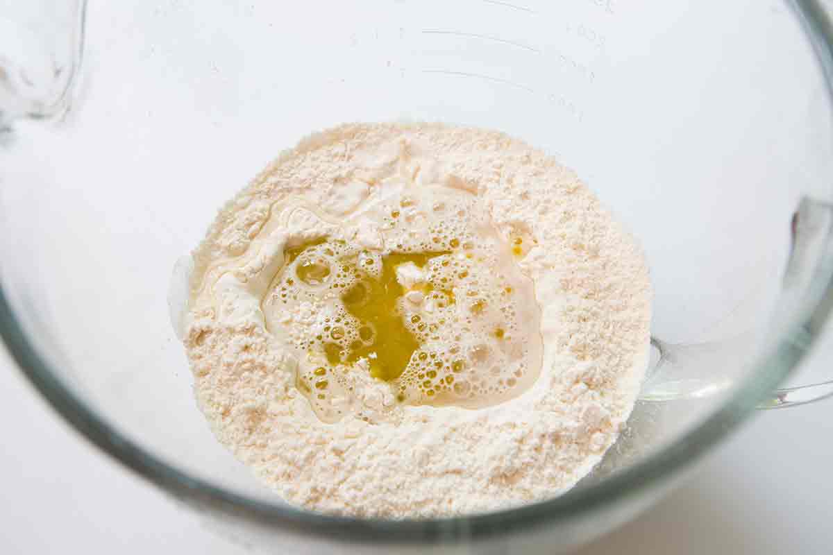 mix ingredients for galic knots dough