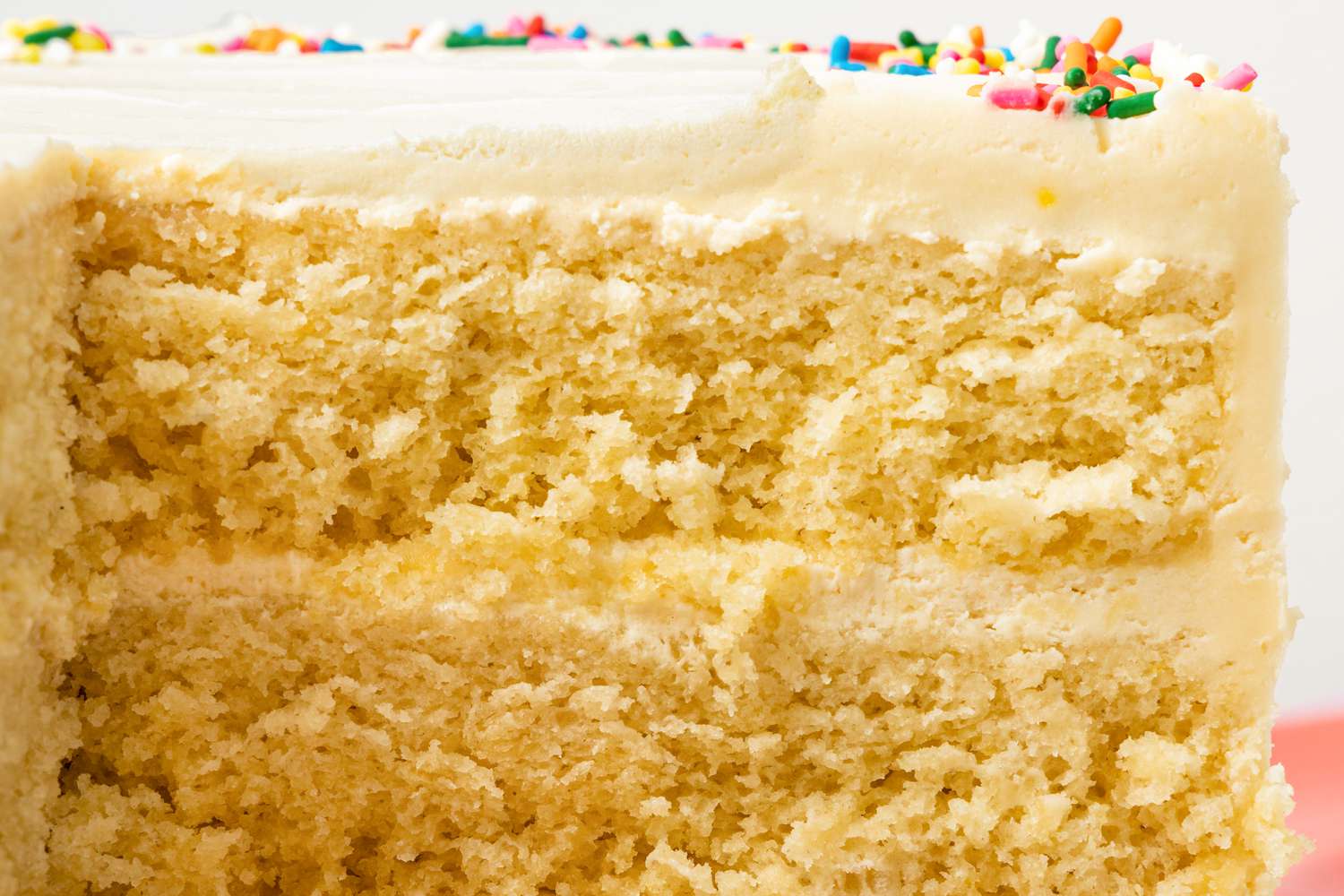 close-up of the texture of vanilla cake