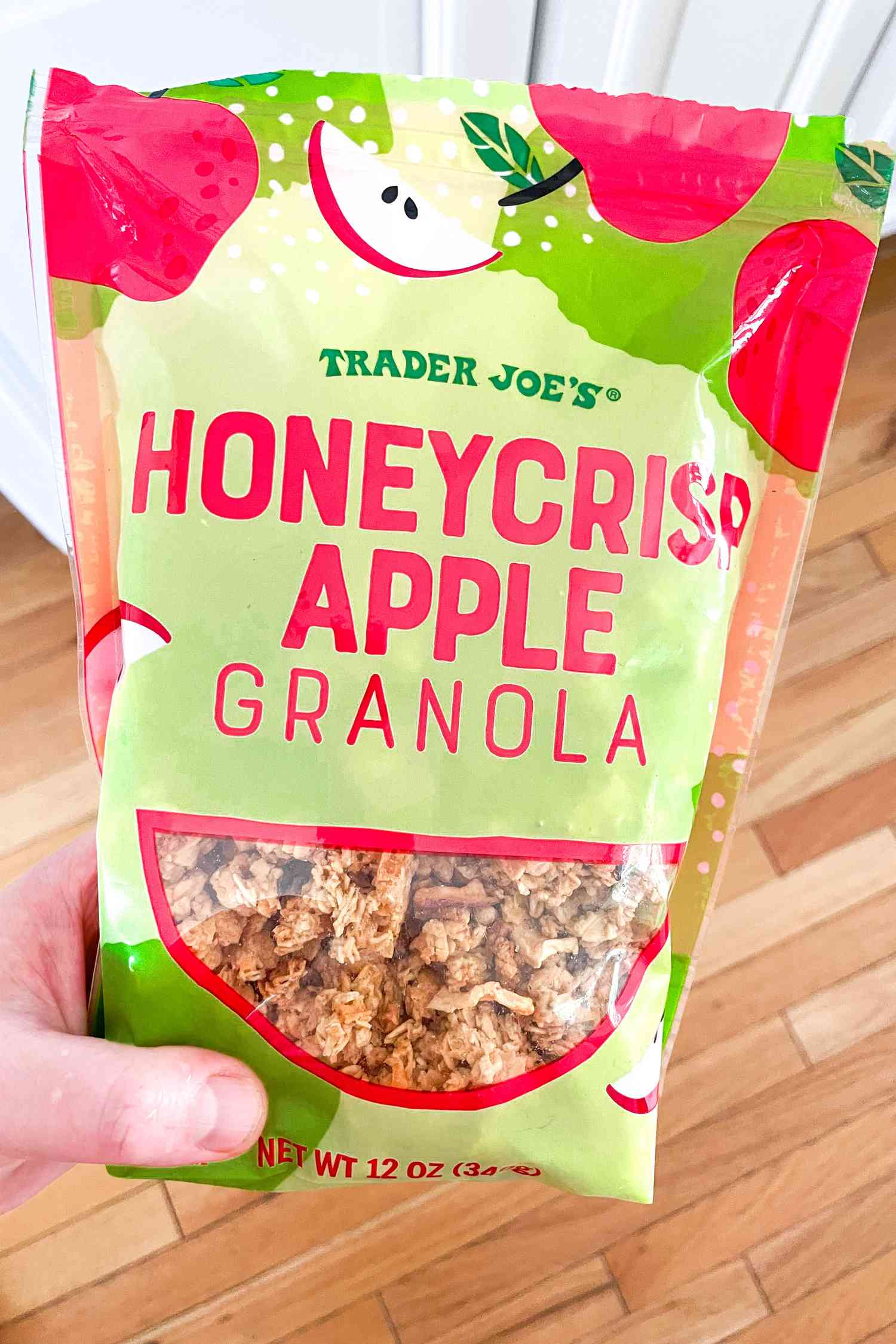 Bag of Trader Joe's Honeycrisp Apple Granola held up