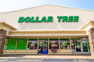 Dollar Tree storefront with parking spaces in front