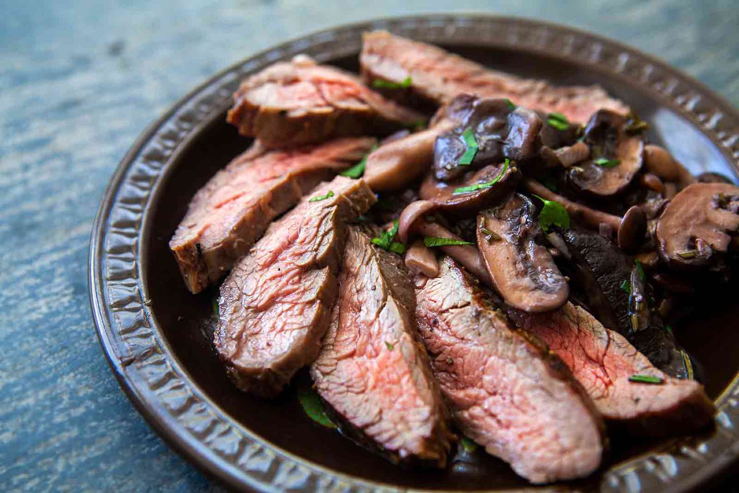 Grilled Flank Steak with Mushrooms