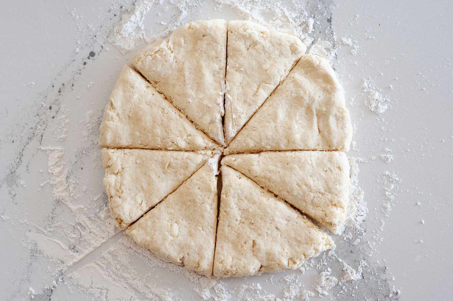 Basic Scone Recipe cut into triangles.