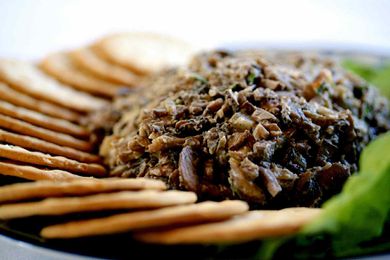 Mushroom Caviar on a plate with crackers
