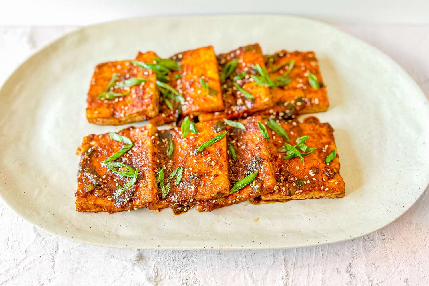 Dubu Jorim (Korean Braised Tofu) on a Platter