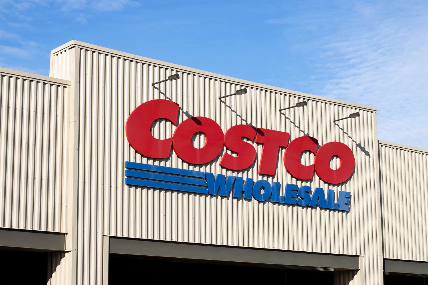 Costco Wholesale storefront sign on the buildings facade