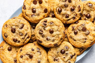 copycat subway chocolate chip cookies on a platter