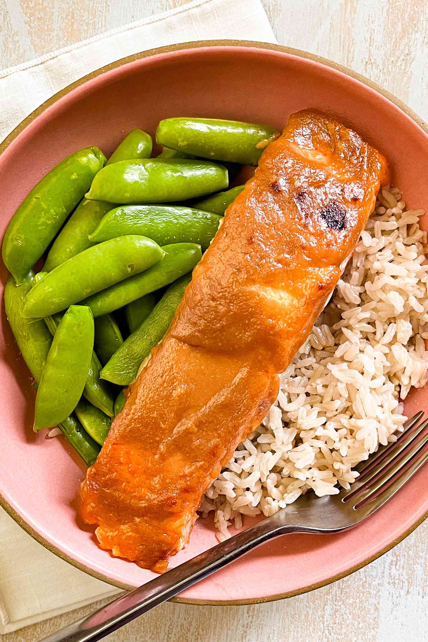 Triple M Salmon in a Bowl With Brown Rice and Edamame