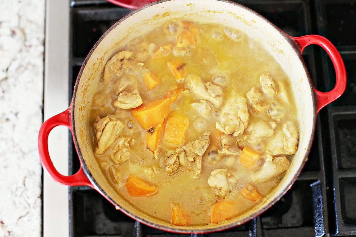 Chicken Curry with Coconut Milk simmer the curry with sweet potatoes and coconut milk